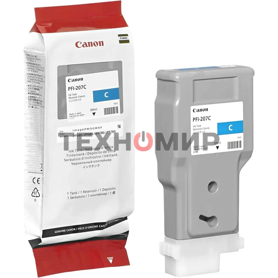 Картридж струйный Canon PFI-207 C голубой для для iPF680/685/780/785 300ml (8790B001)