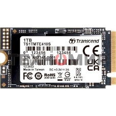 Твердотельный накопитель Transcend SSD MTE410S, 1000GB, M.2(22x42mm), NVMe, PCIe 4x4, 3D TLC, R/W 5000/3500MB/s, IOPs 570 000/700 000, TBW 600, DWPD 0.33, DRAM-less (5 лет)