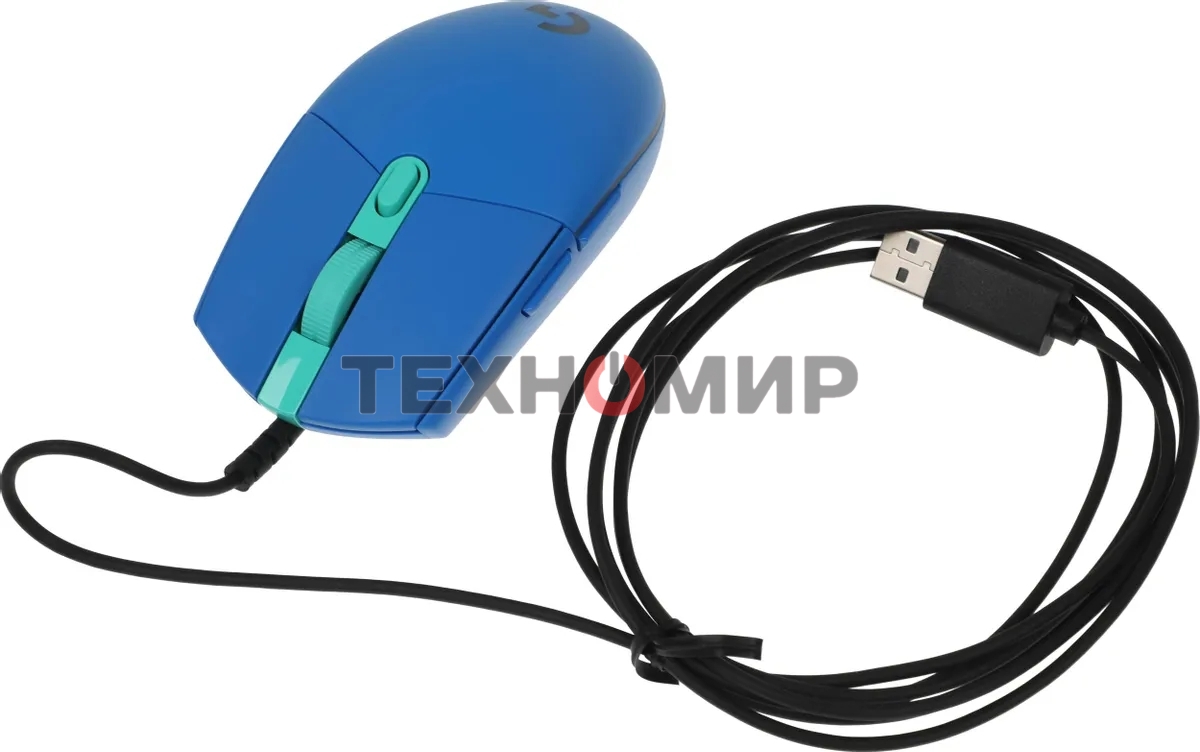 Мышь проводная Logitech G102 LIGHTSYNC синий, 8000 dpi, USB, кнопки - 6