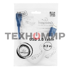 Кабель Gembird/Cablexpert USB 3.0 Pro, AM/microBM 9P, 30 см, экран, синий, пакет
