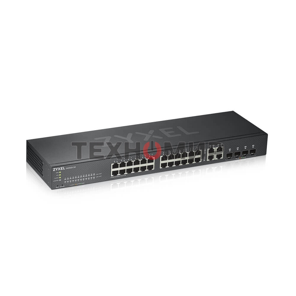 Коммутатор Zyxel GS1920-24v2 Hybrid Smart switch Zyxel Nebula Flex, 24xGE, 4xCombo (SFP/RJ-45), silent (fanless), Standalone/cloud management