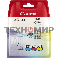 Картридж струйный Canon CLI-521 (2934B010) голубой/пурпурный/желтый набор карт. для Canon Pixma MP540/620/630/980