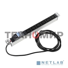 Блок силовых розеток Rem Rem-16, IEC 60320 С19 х 6, вход Schuko, шнур 3 м, 45х484х45 мм (ВхШхГ), 16А, автомат