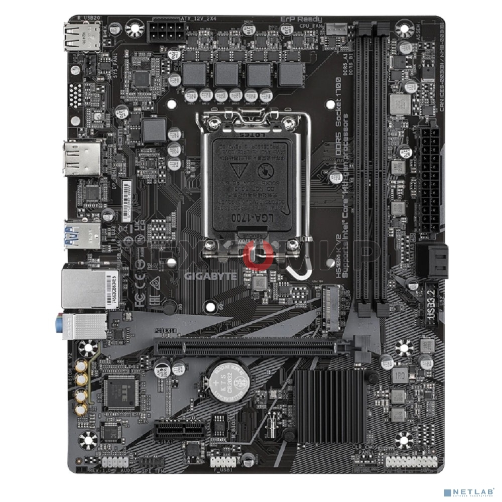 Материнская плата Gigabyte H610M K V2, LGA1700, Intel H610, 2xDDR5, 2xSATA, 1xM.2, 1xPCIe 4.0 x16, 1xPCIe 3.0 x1, 1xDP, 1xHDMI, 1x1Gb LAN, 2xUSB-A 5Gbps, 4xUSB-A 2.0, 3x3.5 мм, 7.1, mATX
