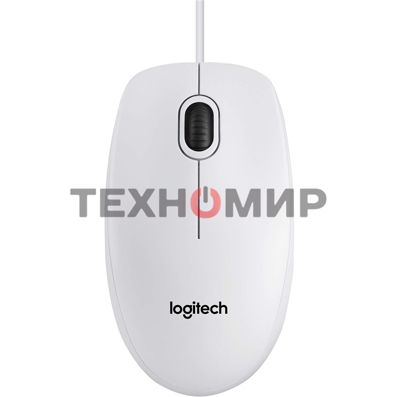 Мышь проводная Logitech B100 белый, 1000 dpi, USB, кнопки - 3