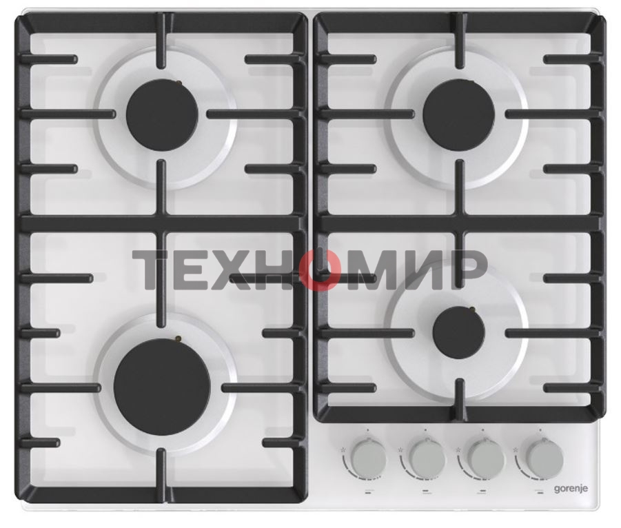 Газовая варочная панель Gorenje GT642AXW, 4 конфорки, закаленное стекло, белый