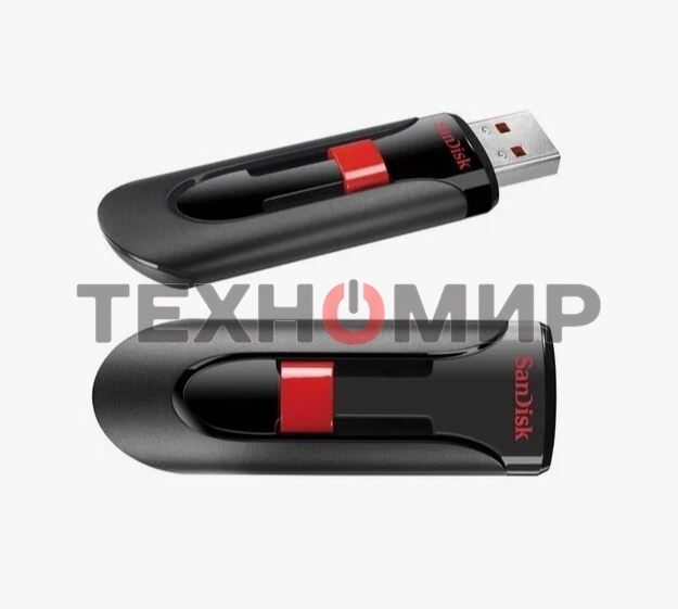 Флешка USB Sandisk CZ60 Cruzer Glide (SDCZ60-032G-B35), 32Gb, USB 2.0, R/W 30/8, черный/красный