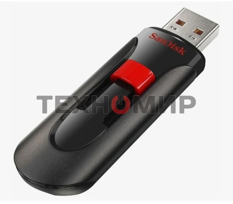 Флешка USB Sandisk CZ60 Cruzer Glide (SDCZ60-032G-B35), 32Gb, USB 2.0, R/W 30/8, черный/красный