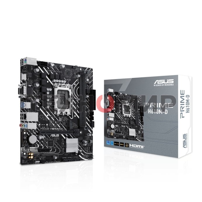 Материнская плата ASUS PRIME H610M-D, LGA 1700, Intel H610, 2xDDR5, 4xSATA, 1xM.2, 1xPCIe 4.0 x16, 1x1Gb LAN, 2xUSB-A 3.2 Gen 1, 4xUSB-A 2.0, 1xHDMI, 1xVGA, 3x3.5 мм, 1xRS-232, 7.1, mATX