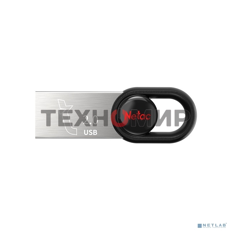 Флешка USB Netac UM2 (NT03UM2N-064G-20BK), 64Gb, USB 2.0, R/W 100/40, серебристый/черный