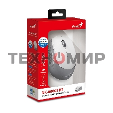 Мышь беспроводная Genius NX-8000S BT белый, 1200 dpi, радиоканал, Bluetooth, USB, кнопки - 3