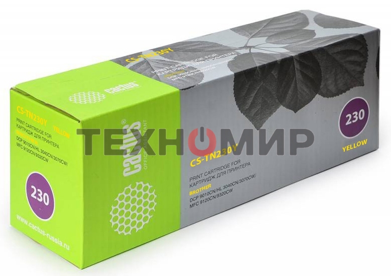 Картридж лазерный Cactus CS-TN230Y желтый (1400 стр.) для Brother HL-3040/3070, DCP-9010, MFC-9120/9320