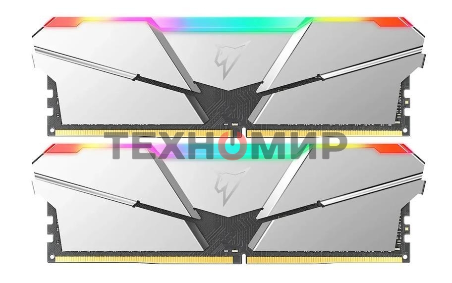 Оперативная память NETAC Shadow, DDR4, 16Gb (2x8Gb), 3200MHz, CL14, DIMM, с радиаторами, RGb, серебристый