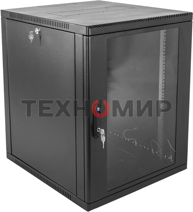 Шкаф ЦМО телекоммуникационный настенный сварной 12U (600 350) съемные стенки, дверь стекло, черный