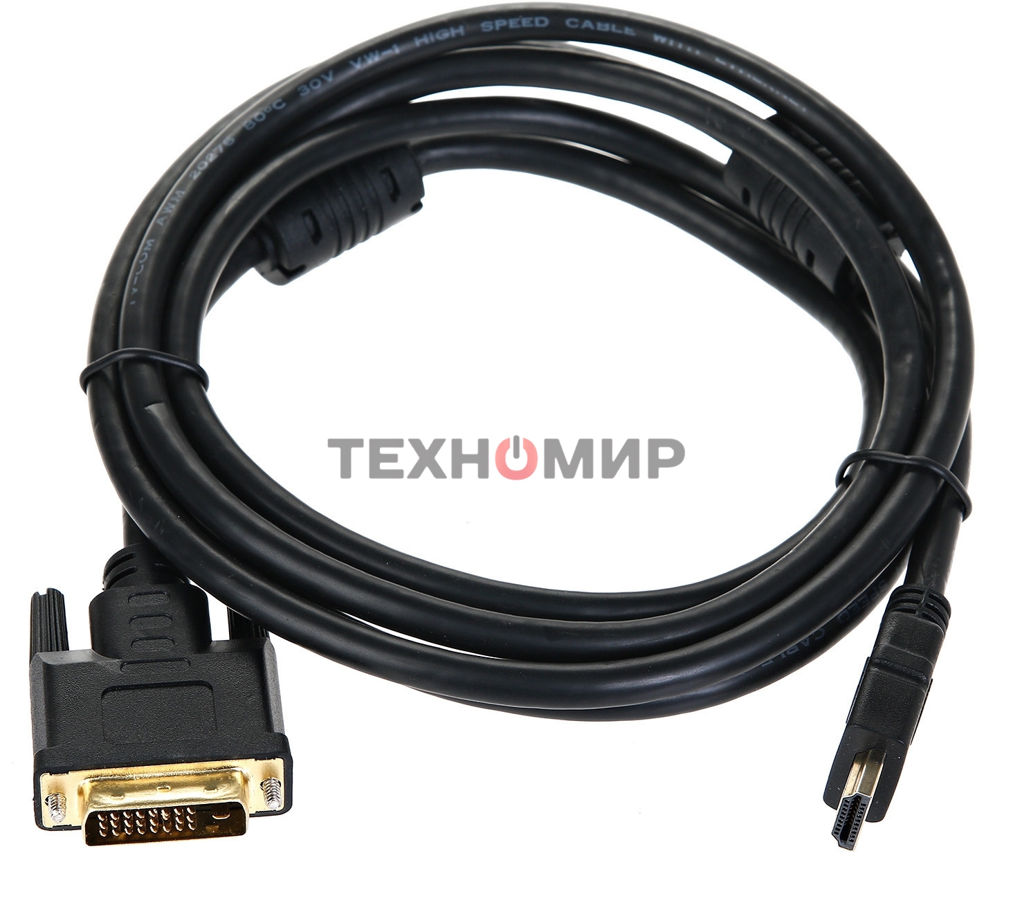 Кабель HDMI to DVI-D (19M -25M) 2м, TV-COM, 2 фильтра LCG135F-2M