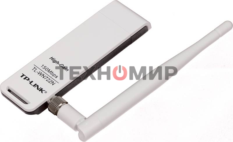 Адаптер TP-Link SOHO TL-WN722N 150Mbps High Gain Wireless N USB Adapter with Cradle, 1T1R, 2.4GHz, 802.11n/g/b, 1 detachable antenna