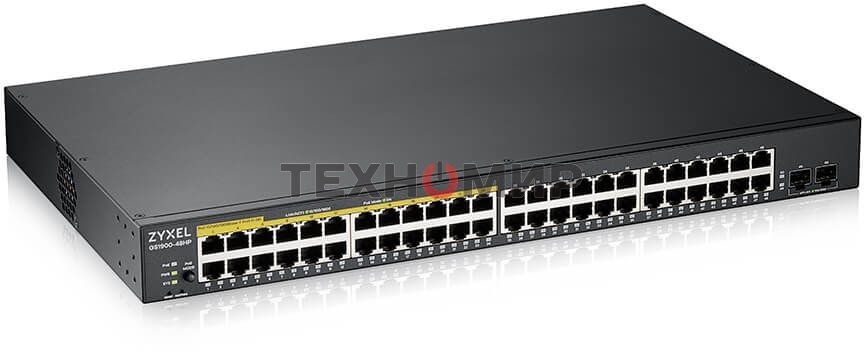 Kоммутатор Zyxel GS1900-48HPv2 Smart L2 PoE + switch, rack 19 