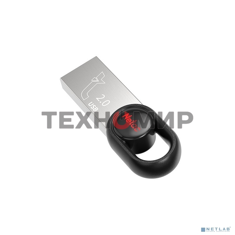 Флешка USB Netac UM2 (NT03UM2N-064G-20BK), 64Gb, USB 2.0, R/W 100/40, серебристый/черный