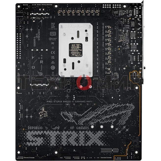 Материнская плата ASUS ROG STRIX B850-E GAMING WIFI, AM5, AMD B850, 4xDDR5, 4xSATA, 5xM.2, 1xPCI-E 5.0 x16, 1xPCI-E 4.0 x16, 1xRealtek 5Gb Ethernet, 1xUSB-C 4, 1xUSB-C 20Gbps, 6xUSB-A 10Gbps, 4xUSB-A 2.0, 3x3.5 мм, 7.1, ATX