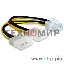 Разветвитель питания Gembird CC-PSU-81, 2хMolex->PCI-Express 8pin, для подключения в/к PCI-Е (8pin) к б/п ATX