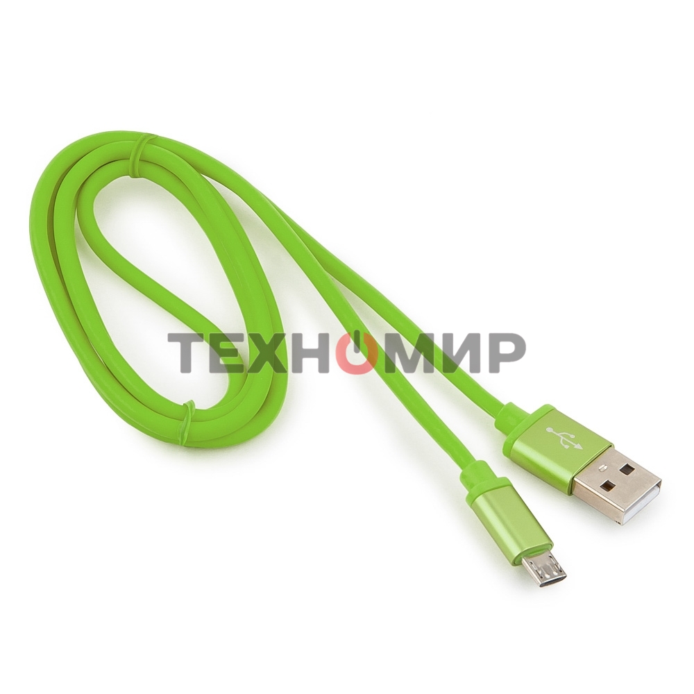 Кабель USB2.0 Cablexpert CC-S-mUSB01Gn-1M, AM/microB, серия Silver, 1м, зеленый, блистер