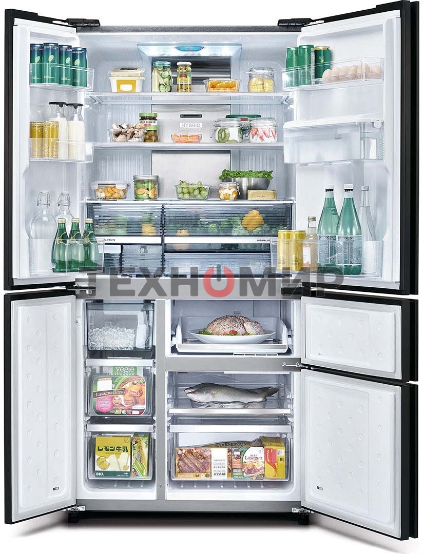 Холодильник Sharp SJWX99ABK серый, трехкамерный морозилка снизу 423/179л