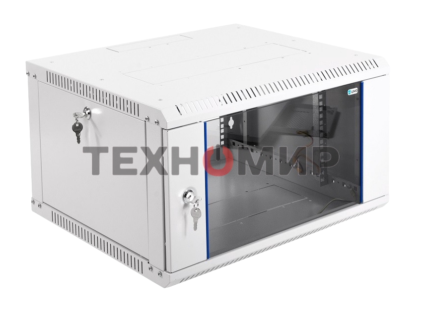 Шкаф телеком. настенный разборный 6U (600х520) дверь стекло, черный (ШРН-Э-6.500-9005)