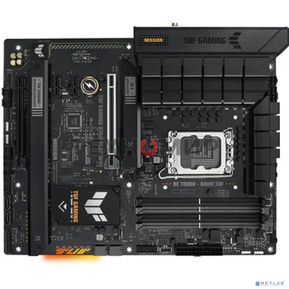 Материнская плата ASUS TUF GAMING B760-PLUS WIFI, LGA 1700, Intel B760, 4xDDR5, 4xSATA, 3xM.2, 1xPCI-E 5.0 x16, 1xPCI-E 3.0 x4, 1xUSB-A 3.2 Gen 2, 3xUSB-A 3.2 Gen 1, 1xUSB-C 3.2 Gen 2x2, 1x2.5Gb LAN, 5x3.5 мм, 7.1, Wi-Fi 6, Bluetooth 5.2, Standard-ATX