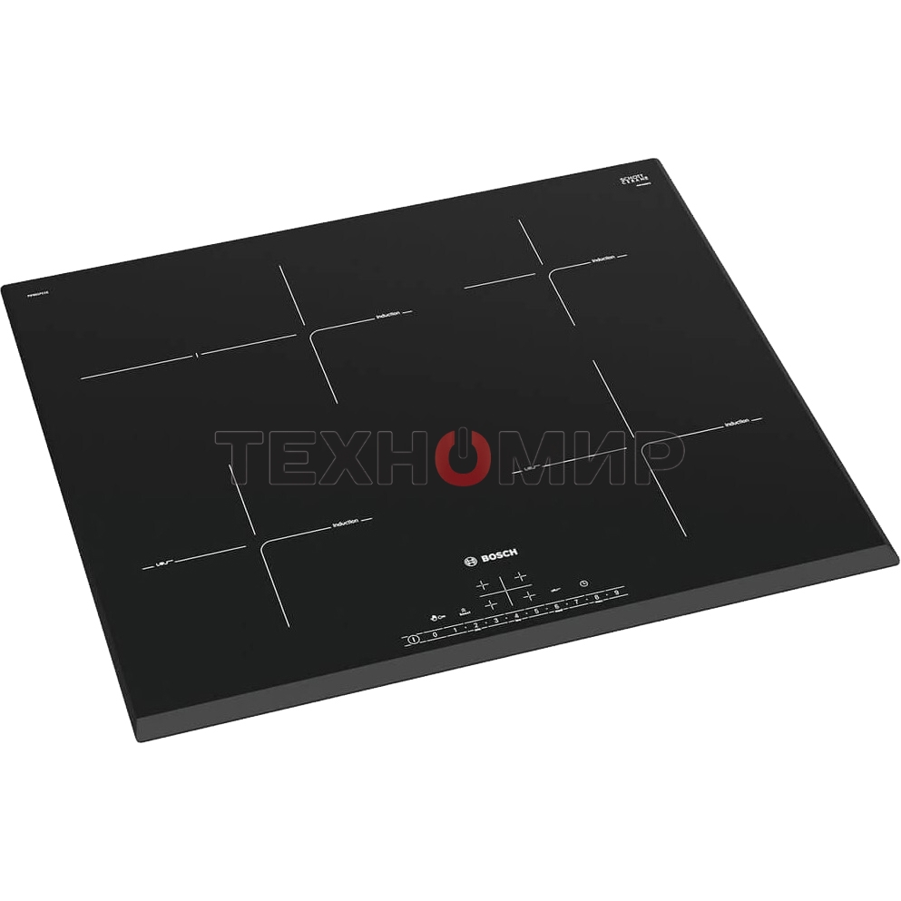 Индукционная варочная панель Bosch PIF651HC1E, 60 см, индукция, скошенные края, сенсорное управление, черный