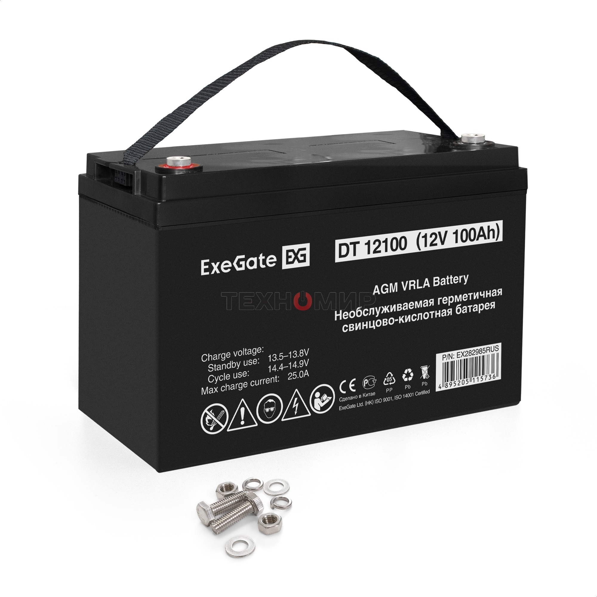 Аккумуляторная батарея ExeGate DT 12100 (12V 100Ah, под болт М6)