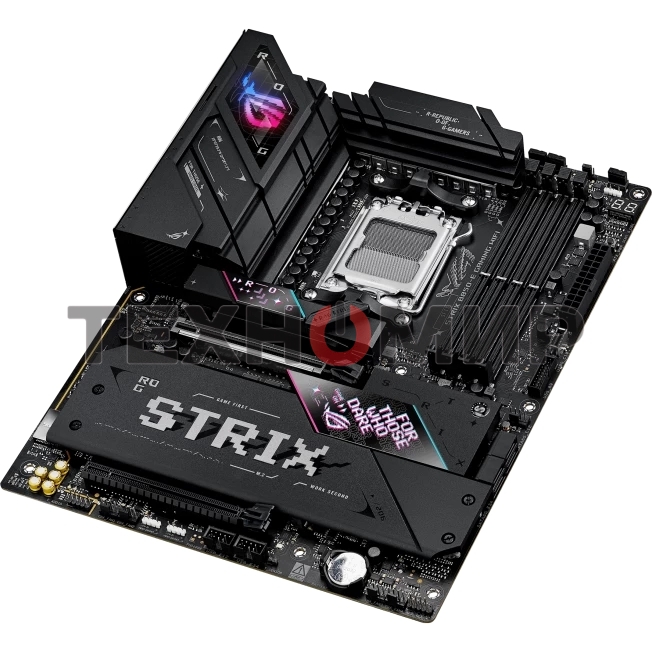 Материнская плата ASUS ROG STRIX B850-E GAMING WIFI, AM5, AMD B850, 4xDDR5, 4xSATA, 5xM.2, 1xPCI-E 5.0 x16, 1xPCI-E 4.0 x16, 1xRealtek 5Gb Ethernet, 1xUSB-C 4, 1xUSB-C 20Gbps, 6xUSB-A 10Gbps, 4xUSB-A 2.0, 3x3.5 мм, 7.1, ATX