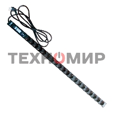 Вертикальный блок розеток, 20xSchuko, 250V, 16A, шнур 3 метра, вилка Schuko