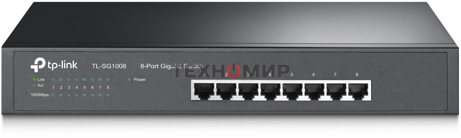 Коммутатор TP-LINK SMB TL-SG1008 8-port Gigabit Switch, 1U rack-mountable steel case
