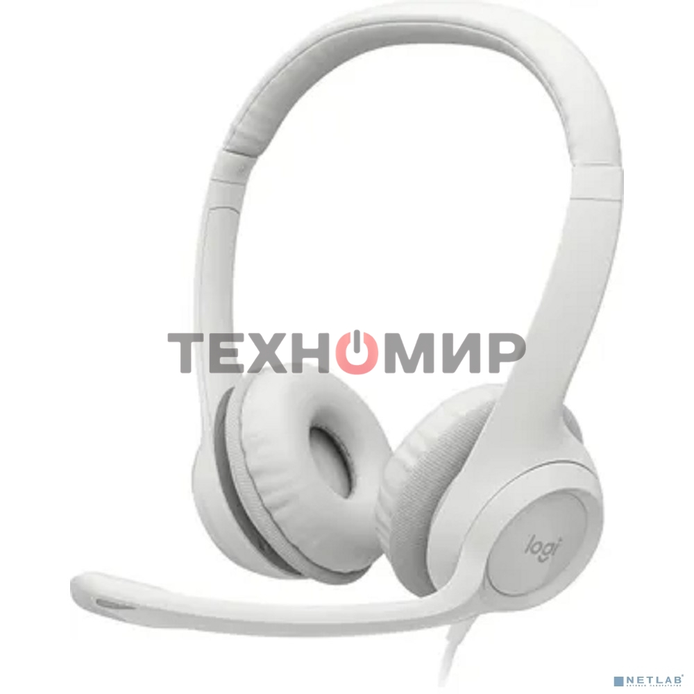 Гарнитура проводная с микрофоном Logitech H390 белый 1.9м накладные USB оголовье (981-001288)