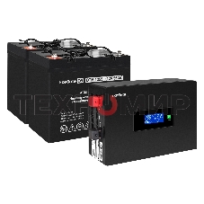 Комплект источника бесперебойного питания Exegate EX295994RUS + батарея 55Aч EX285667RUS 2шт (инвертор, синус, для котла, PF=1, настенный) ExeGate IdealSine SR-1500.LCD.2SH  1500VA/1500W, чистая синусоида, цветной LCD-дисплей, 2*Schuko, крепление настенно