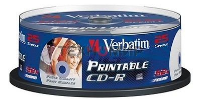 Диск CD-R Verbatim 700Mb 52x Cake Box (25шт) Printable (43439)