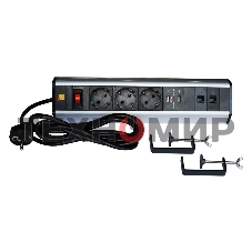 Блок розеток: 3 эл. модуля, 2 USB модуля, 2 порта кат.6