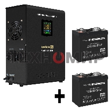Комплект источника бесперебойного питания Exegate EX296002RUS + батарея 55Aч EX285667RUS 2шт (инвертор, синус, для котла, настенный) ExeGate FineSine SX-2500.LCD.AVR.2SH <2500VA/1800W, чистая синусоида, цветной LCD-дисплей, AVR, 2*Schuko, линейно-интеракт