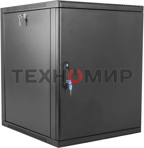 Шкаф коммутационный ЦМО (ШРН-9.500.1-9005) настенный 9U 600x529 мм пер. дв. металл 200 кг черный 470 мм 180 град.