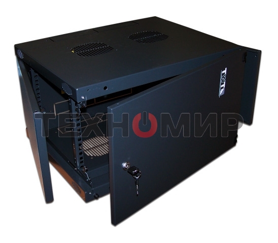 Шкаф настенный Lanmaster Next TWT-CBWNM-6U-6X6-BK 6U 550x600 мм пер. дв. металл съемные бок. пан. 60 кг черный