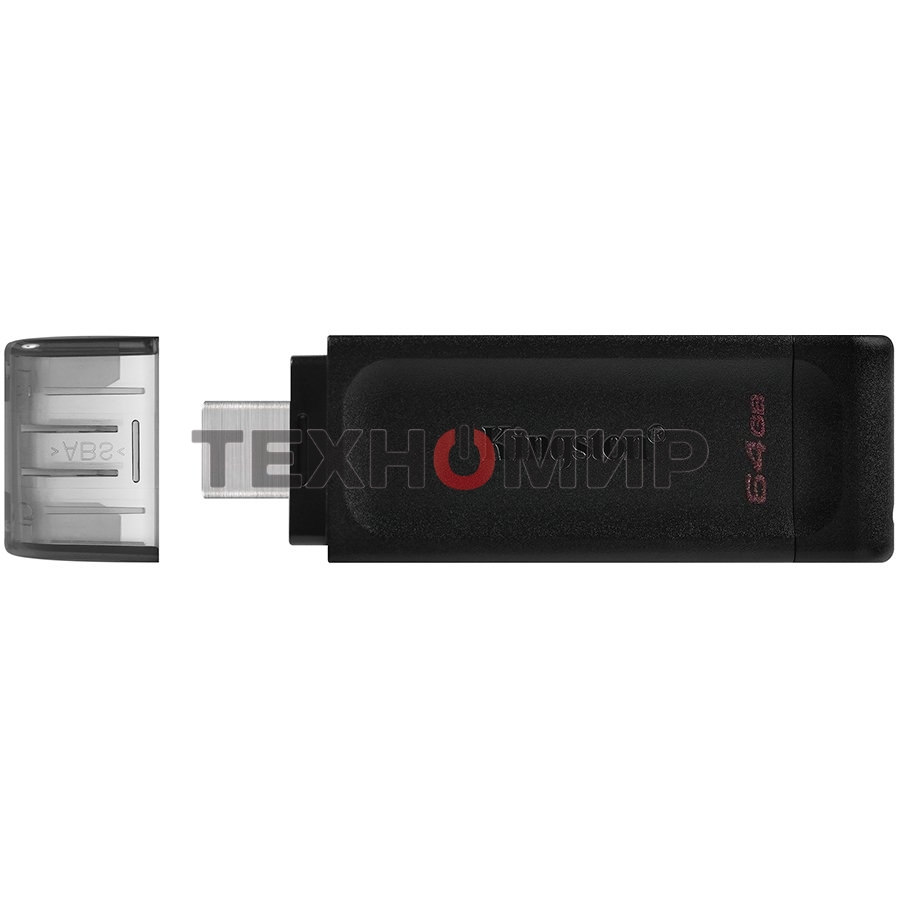 Флешка USB Kingston DataTraveler DT70 (DT70/64Gb), 64Gb, USB-C 3.2 Gen 1, R/W 70/45, черный