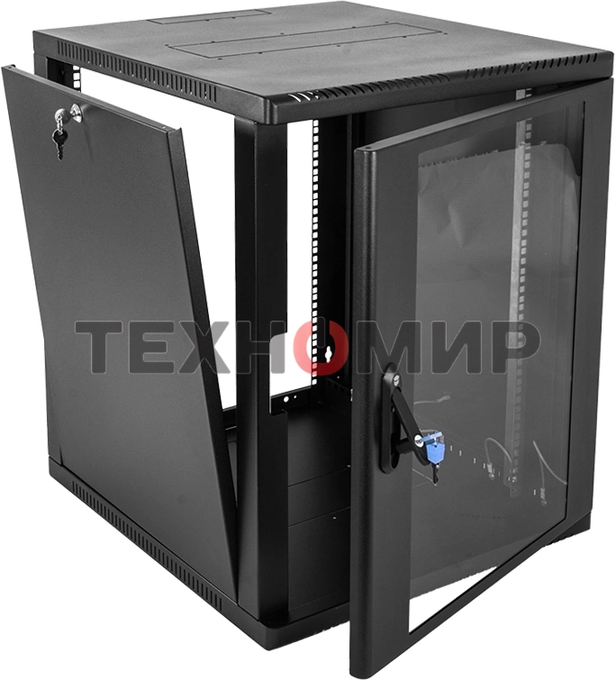 Шкаф ЦМО телекоммуникационный настенный сварной 12U (600 350) съемные стенки, дверь стекло, черный
