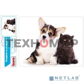 Коврик для мыши Buro BU-M40095 рисунок/котенок и щенок