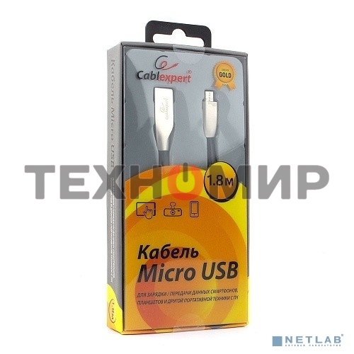 Кабель USB2.0 Cablexpert CC-G-mUSB01Bk-1.8M, AM/microB, серия Gold, длина 1.8м, черный, блистер