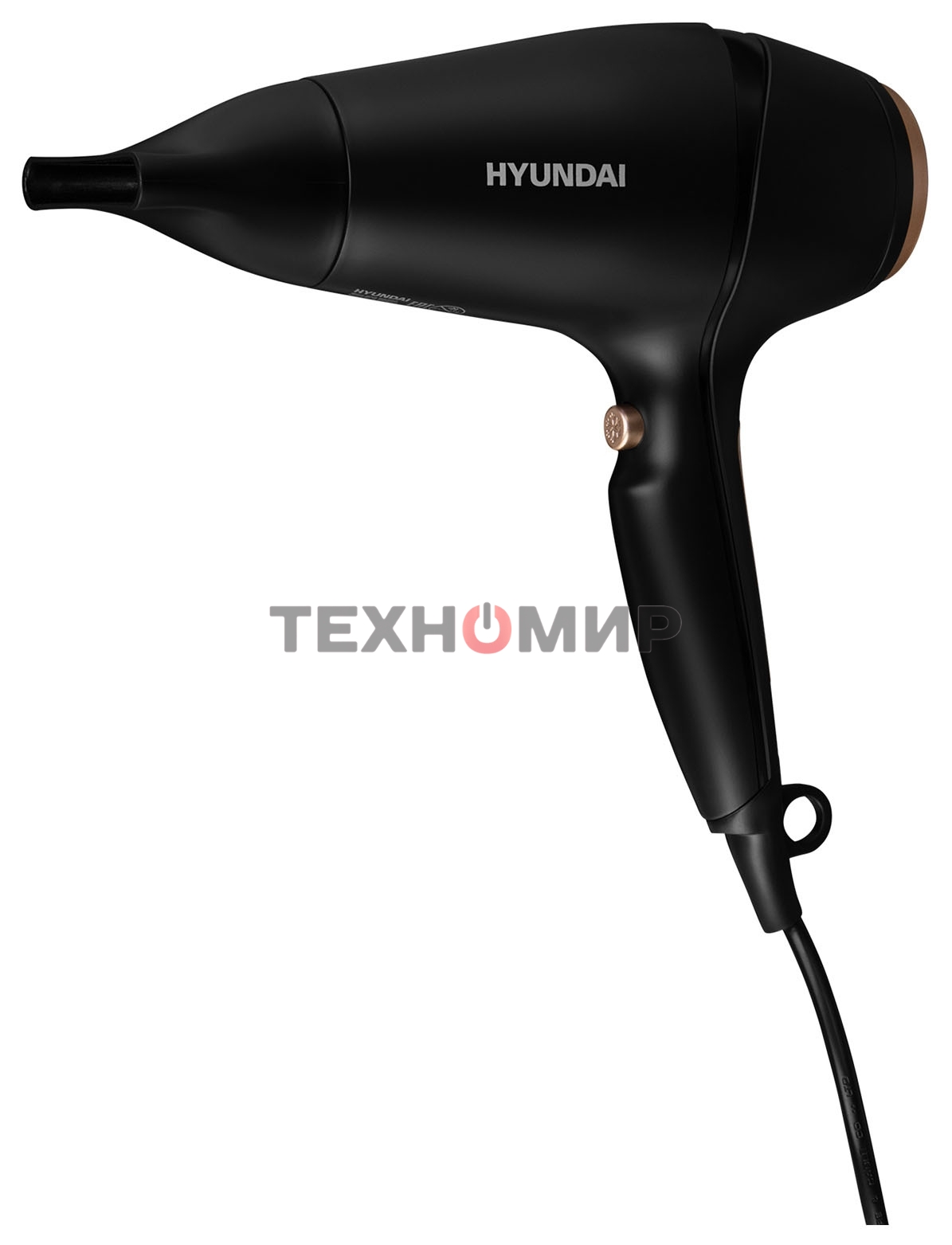 Фен Hyundai H-HD0767 черный, 2000 Вт, ионизация
