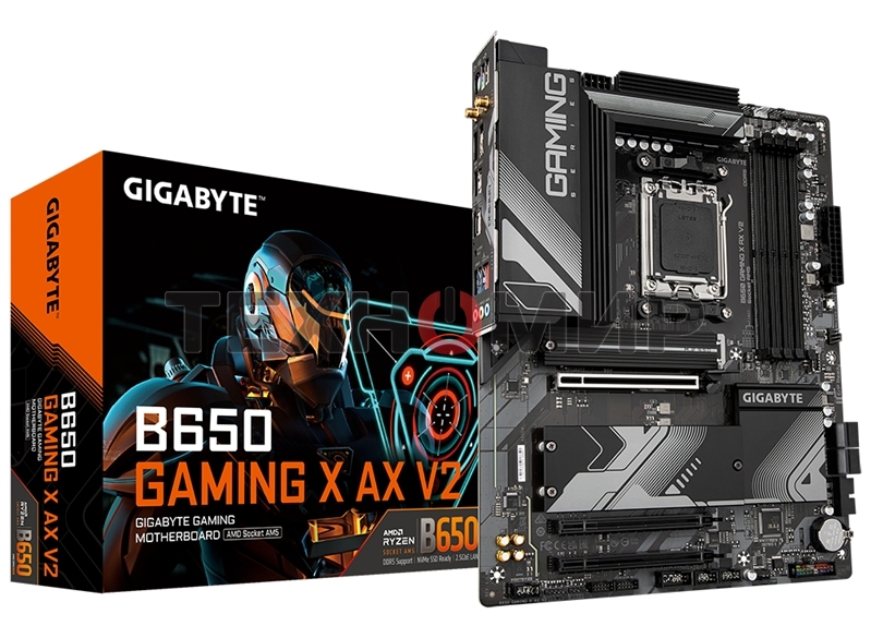 Материнская плата Gigabyte B650 GAMING X AX V2, AM5, AMD B650, 4xDDR5, 4xSATA, 3xM.2, 1xPCI-E 4.0 x16, 2xPCI-E 3.0 x1, 1xUSB-A 3.2 Gen 2, 3xUSB-A 3.2 Gen 1, 1xUSB-C 3.2 Gen 2, 1x 2.5Gb LAN, 3x3.5 мм, 7.1, ATX