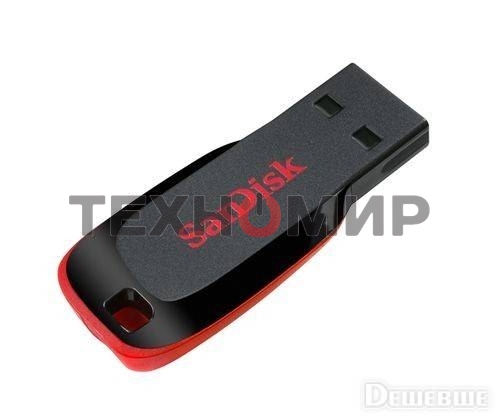 Флешка USB Sandisk CZ50 Cruzer Blade (SDCZ50-016G-B35), 16Gb, USB 2.0, R/W 15/4, черный/красный