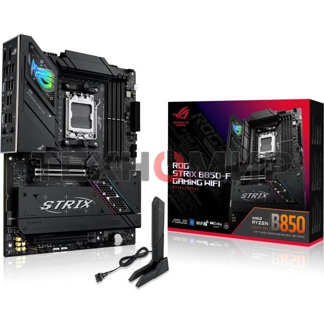 Материнская плата ASUS ROG STRIX B850-F GAMING WIFI, AM5, AMD B850, 4xDDR5, 2xSATA, 4xM.2, 1xPCIe 5.0 x16, 1xPCIe 4.0 x16, 1xPCIe x4, 1xDP, 1xHDMI, 1x2.5Gb LAN, 1xUSB-C 20Gbps, 1xUSB-C 10Gbps, 3xUSB-A 10Gbps, 4xUSB 5Gbps, 4xUSB 2.0, 3x3.5 мм, 7.1, ATX