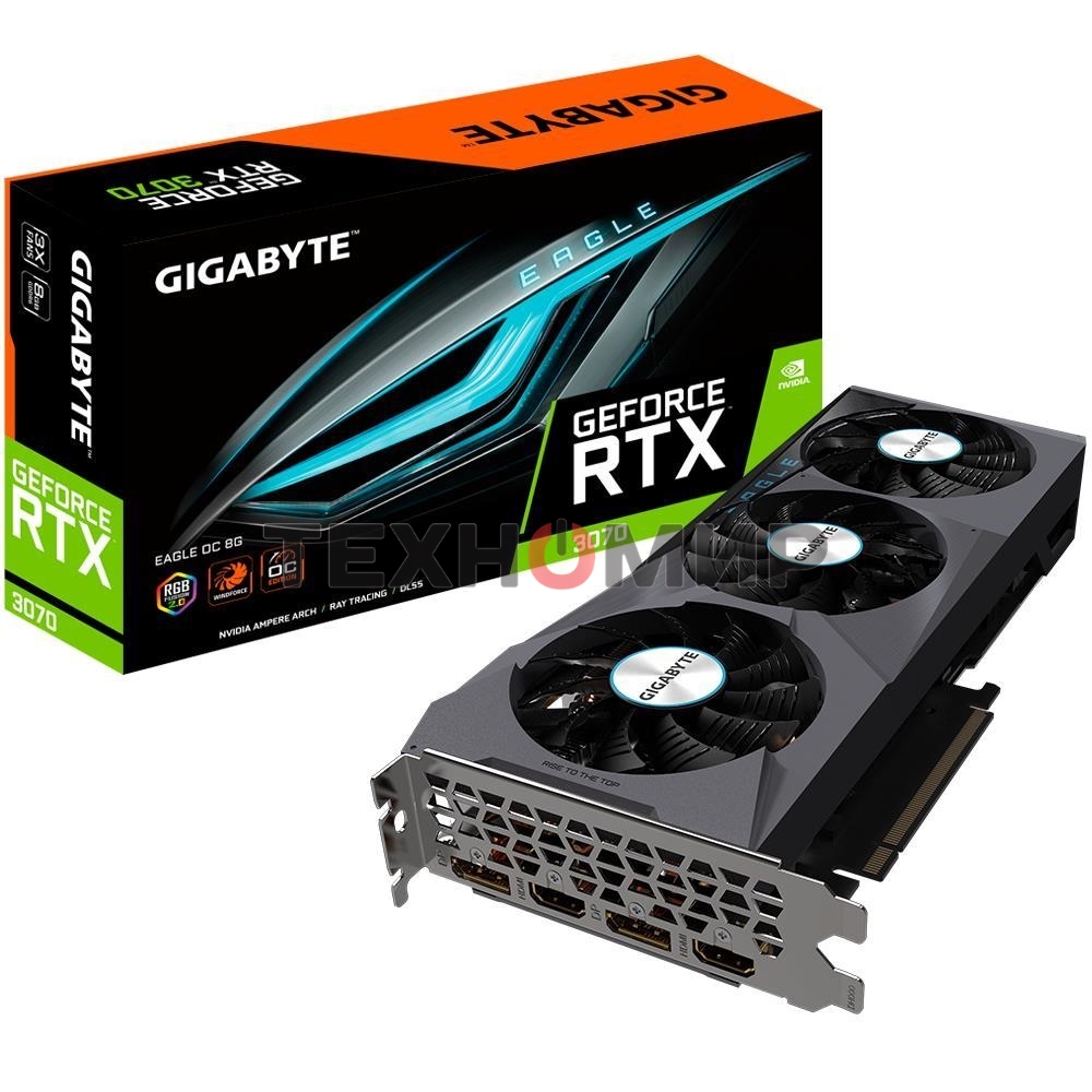 Видеокарта Gigabyte RTX 3070 EAGLE OC 8G 2.0 LHR 256 GDDR6 1770/14000 HDMIx2 DPx2 HDCP RTL