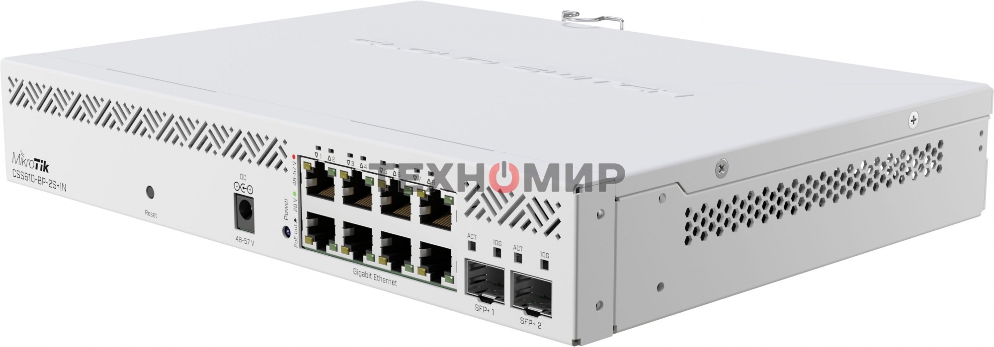 Коммутатор MikroTik CSS610-8P-2S+IN PoE-коммутатор, 8х 1G RJ45, 2х SFP+, раздача PoE 140 Вт, SwitchOS Lite